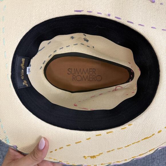 Summer Romero Hat Straw Panama Wide Brim Multicolor Embroidered Boho main image 5